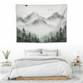 thumbnail image 3 of COMIO  Mountain Forest Tapestry, Misty Foggy Black and White Tree Landscape Watercolor Art Wall Tapestries, Nature Scenery Tapestry for Bedroom Living Room Backdrop, 3 of 7