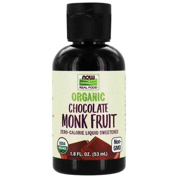 NOW Foods - Organic Monk Fruit Zero-Calorie Liquid Sweetener Chocolate - 1.8 fl. oz.