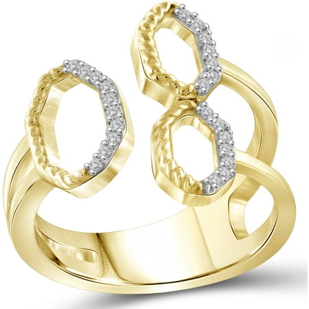 JewelersClub White Diamond Accent 14kt Gold Over Silver Spilt Shank Open Ring