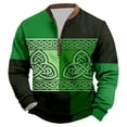 thumbnail image 3 of KKBOTIVE Men's St Patrick's Day 3D Print Sweatshirt Casual 1/4 Zipper Pullover Crew Neck Top for Mens Everyday Wear, Green Size: M, 3 of 4