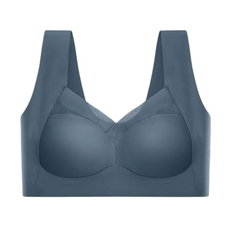 Clearance!Uooqdmx Sports Bras for Women Bralettes for Women Fashion Deep Cup Bra Summer Up Wireless Bra Bras No Underwire Bandeau Bra Dark Blue 4XL