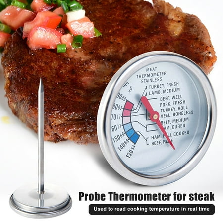 

Steak Thermometer for Instant Read Cooking Thermometer with 4.6 Stainless Steel Probes 2.8 Waterproof Large Dial