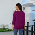 thumbnail image 6 of DENGDENG 3/4 Sleeve Tops for Women Dressy Summer Button Down Tshirts Elbow Sleeve Crew Neck Casual Shirts Business Three Quarter Length Blouses Trendy Petite Pullover Dark Purple XL, 6 of 6