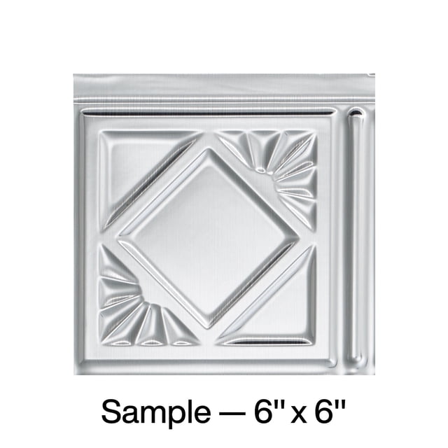 FASÄDE Traditional Style 4 Decorative Vinyl Backsplash Panel in Brushed Aluminum (6X6 Inch Sample)