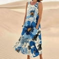 thumbnail image 2 of BangWanChi Summer Dresses for Women New Women's Sleeveless Cotton and Linen Round Neck Printed Long Dress, 2 of 5
