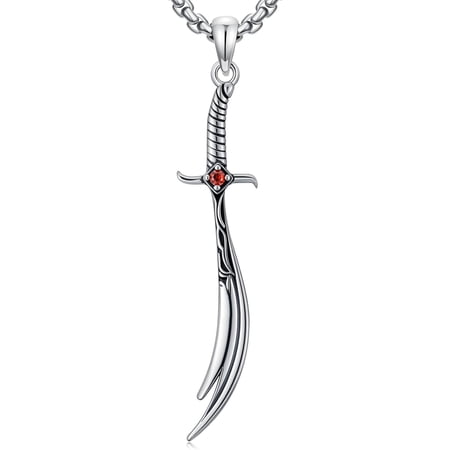 Zulfiqar Sword Necklace 925 Sterling Silver Islamic Ali Zulfiqar Pendant Muslim Jewelry for Men
