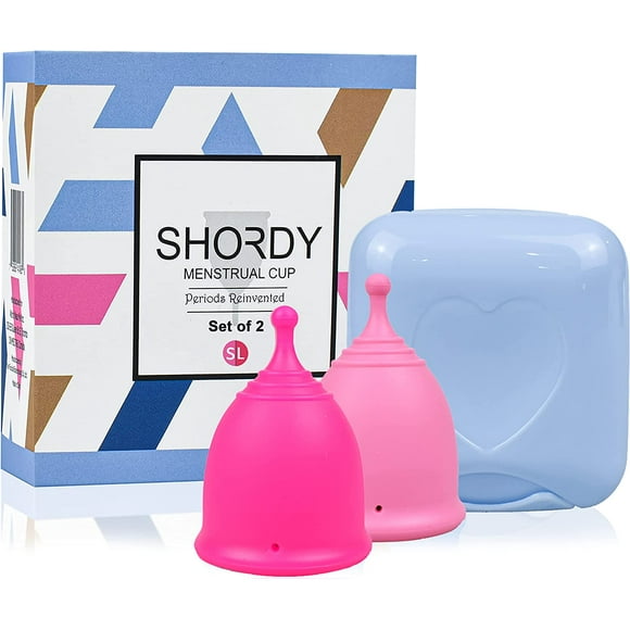 SHORDY Menstrual Cups, Set of 2 (Small + Large) with Box (Pink)