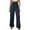 Navy, variant on Lovskoo 2024 Wide Leg Pants Woman Solid Color Trendy Bow Tie Front Elastic Waist Dawstring Long Pants Black M