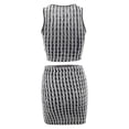 thumbnail image 6 of Idoravan Women Sets Clothing Clearance 2PC Fashion Womens Round Neck Solid Patchwrok Sleeveless Blouse +Mini Dress Sets, 6 of 6