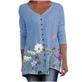thumbnail image 1 of Blusa de mujer con estampado de manga larga con botones y cuello redondo, parte superior suelta informal Fridja  hj4471, 1 of 5