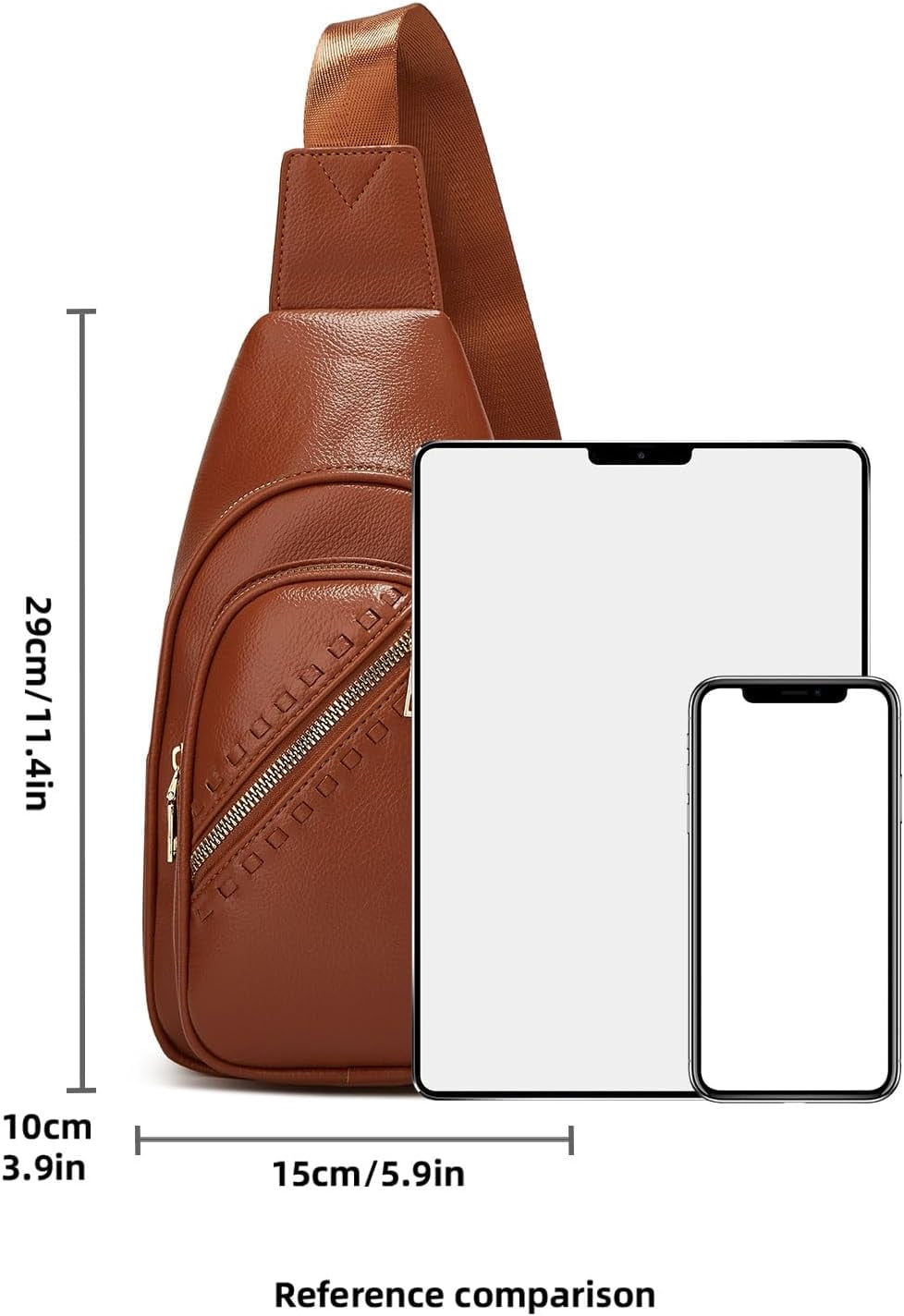 Small Sling Bag for Women, Vegan Leather Fanny Pack Crossbody Bags for Women, Chest Bag With Wide Strap