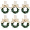 thumbnail image 2 of 6PC Christmas Kitchen Cabinet Wreaths with Plaid Bow Ribbon Hanging for Cabinet Doors Decorative Kitchen Window Outdoor Indoor Holiday Decor, 2 of 8