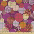 thumbnail image 2 of Ambesonne Hipster Fabric by the Yard Upholstery, Creative Rounds Funny Art, 3 Yards, Dark Magenta and Multicolor, 2 of 5