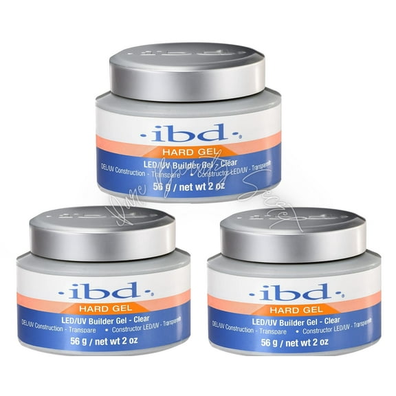 IBD Hard Gel LED/UV Builder Gel - Clear - 2 oz (61178) x 3