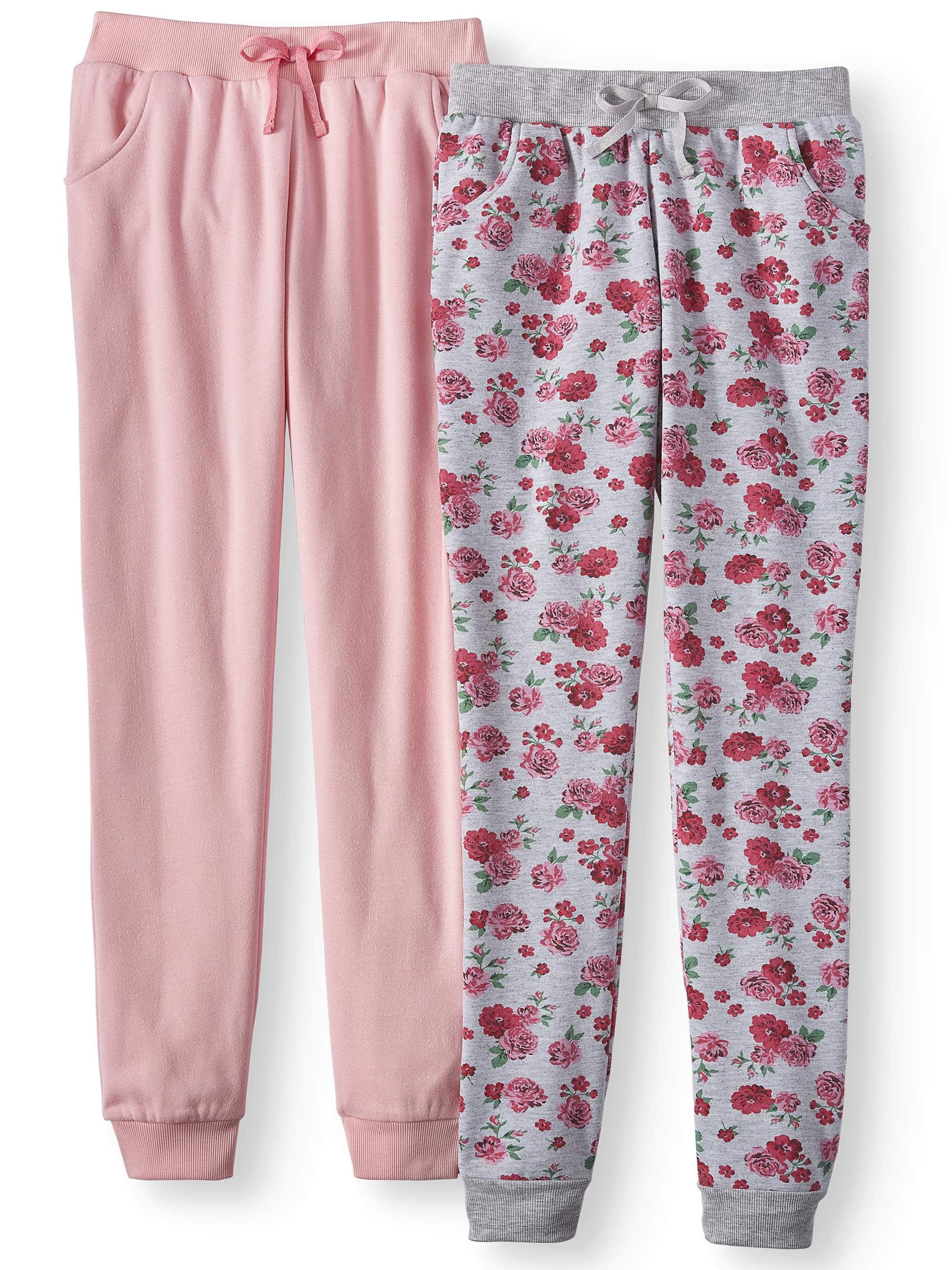 Printed and Heathered Fleece Joggers, 2Pack (Little Girls & Big Girls