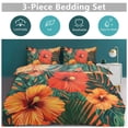thumbnail image 5 of 3 Pcs Soft Bedding Set, Includes 1 Duvet Cover with Zipper And 2 Pillow,Shams Hawaiian Hibiscus Garden Orange Flowers Full(79"×90"), 5 of 8