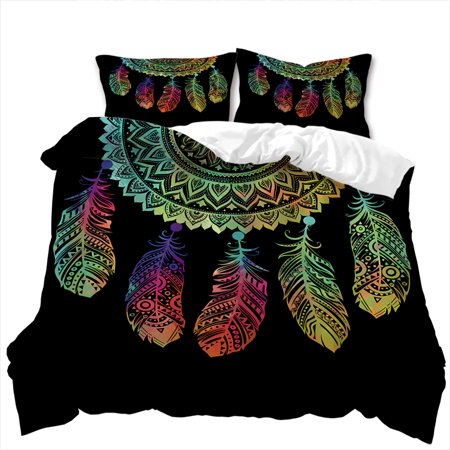 Hosima 3pcs 3D Digital Printed Duvet Cover Dream Catcher Design Double Size Bedding Duvet Cover, Not Fading Soft and Comfortable.BLW79A-Full