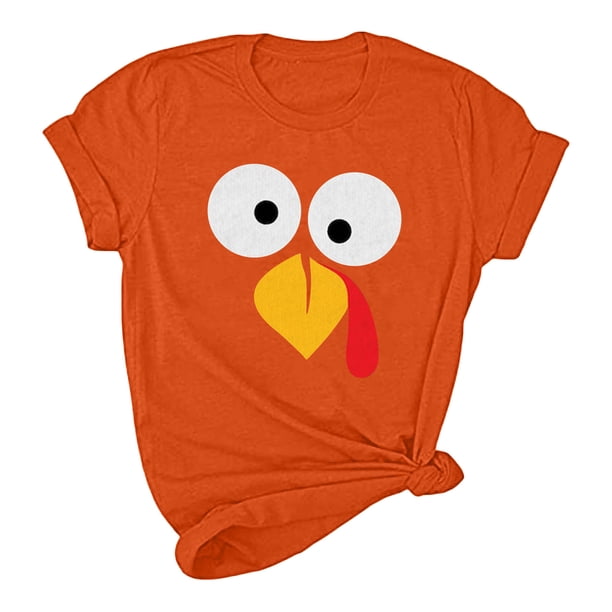 Camisas de Acción de Gracias Para Mujer Vintage Turquía Impresión Tops Patrón Casual Blusa de Manga Corta Odeerbi ODB122919