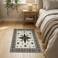 thumbnail image 3 of ODIKA 2'x3' Washable Accent Rug Door Retro Farmhouse Plaid Repeating Border Panel Motif Vintage for Bedroom, Nursery, RV, Pet Friendly, Bedside Mat, 3 of 7