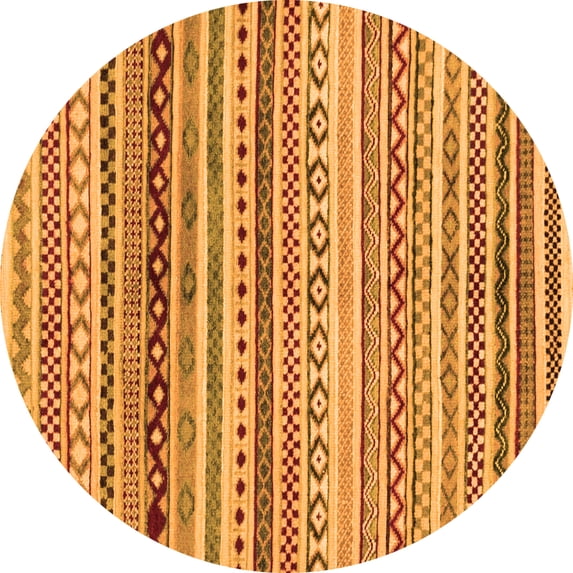 Ahgly Company Indoor Round Abstract Orange Modern Area Rugs, 6' Round
