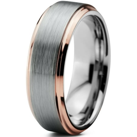 tungsten wedding band ring 6mm for men women comfort fit 18k rose gold plated plated beveled - Mens Rose Gold Wedding Rings tungsten wedding band ring 6mm for men women comfort fit 18k rose gold plated plated beveled - Mens Rose Gold Wedding Rings