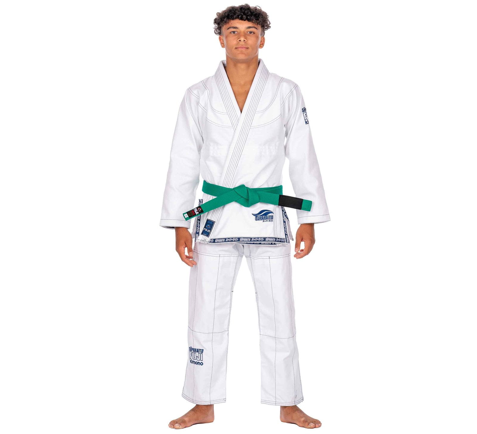 Youth BJJ Uniform WHITE Brazilian Jiu Jitsu with Flags Jiu Jitsu Gi for Kids 