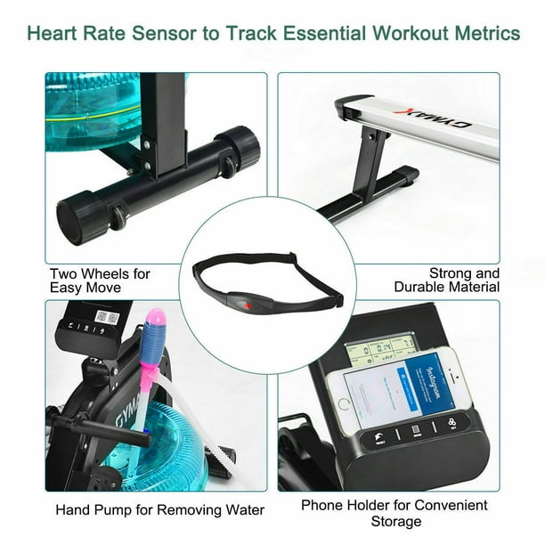 Gymax Water Rowing Machine Home Water Rower Adjustable Resistance LCD Monitor Fitness Walmart