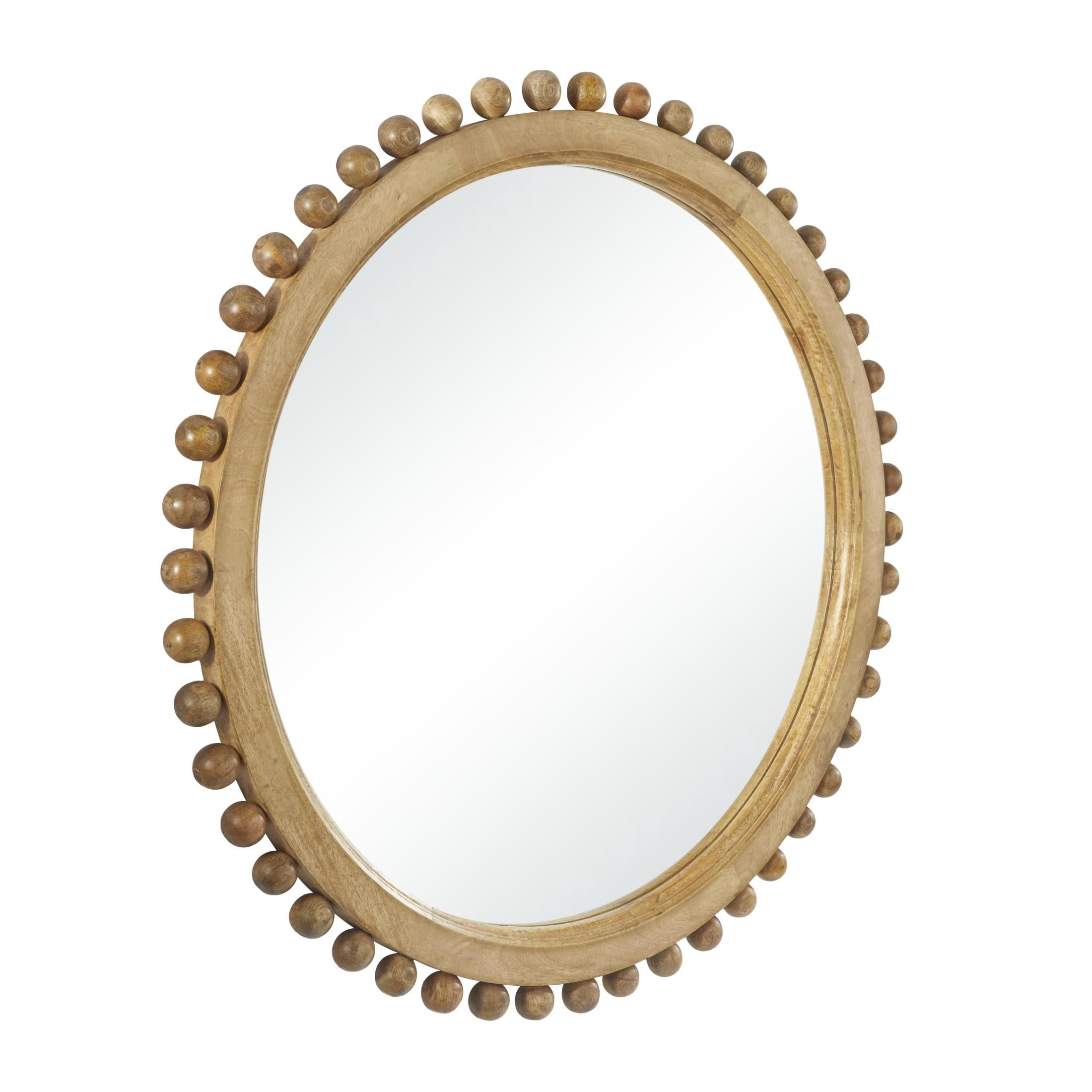 DecMode 35" x 35" Gold Wall Mirror with Beaded Detailing