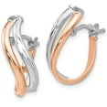 thumbnail image 2 of Gold 14K Two-tone Polished Hinged Hoop Earrings - 16mm- Made In Italy, 2 of 6