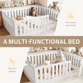 thumbnail image 6 of Jopath Queen Size Floor Bed with High Fence for Kids, Solid Wood Kids Montessori Bed with Door for Boys Girls White, 6 of 9