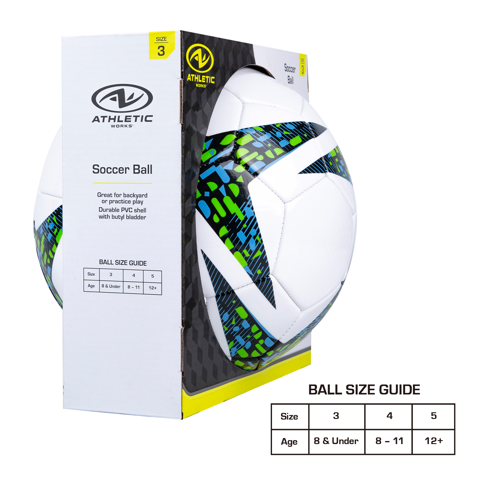 Athletic Works Size 3 Soccer Ball, Blue