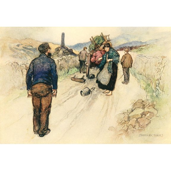 Irish Ways 1909 What delayin have you Canvas Art - Warwick Goble (24 x 36)