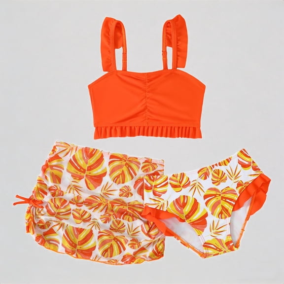 Krdevn Girls Two Piece Swimsuit with Mesh Skirt Cute Comfortable Swimwear for Toddlers and Kids,Girls Swimsuits,6-7 Years