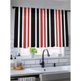 thumbnail image 5 of Sheer Curtains 54 inches Long, Black Red Stripe Minimalist Vertical Stripes Modern Art Light Filtering Sheer Window Curtains Rod Pocket Voile Drapes for Bedroom Living Room, 52"W x 54"L 2 Panels, 5 of 7