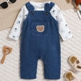thumbnail image 5 of Toddler Boy Outfit Long Sleeve Sweatshirt And Pants Set Infant Baby Boy Fall Winter Clothes Blue 3-6 Months, 5 of 5