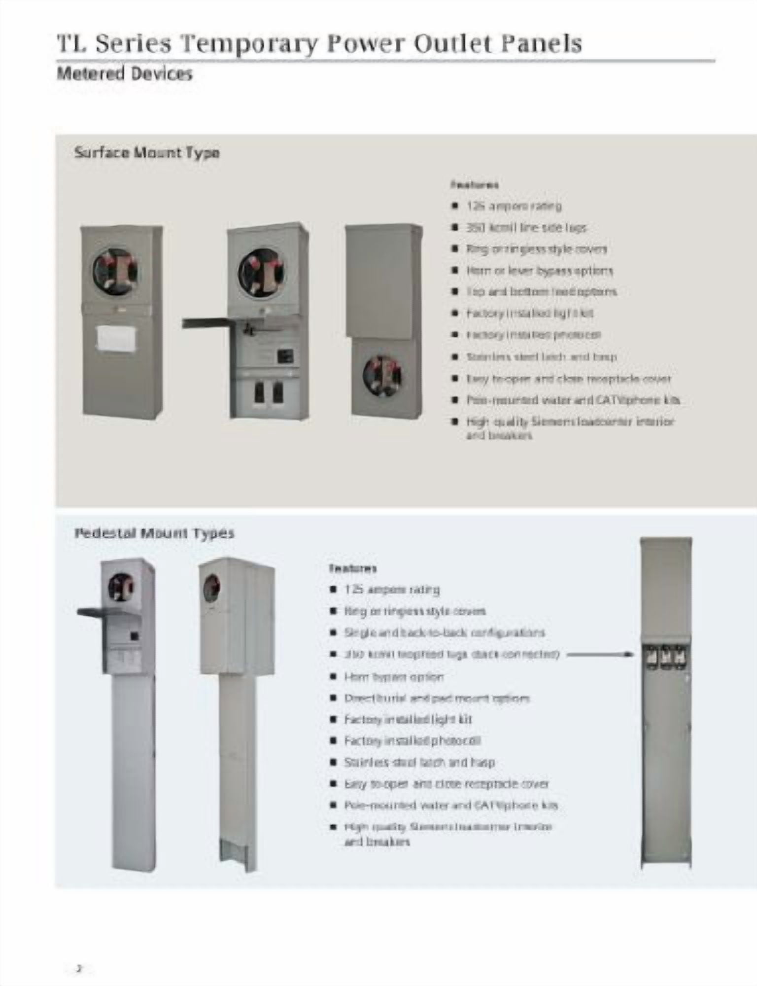 Siemens Power Outlet Panel With Receptacles, Unmetered, Surface Mount, 125 Amp Main Lug, 14-50R, Tt30R, 5-20R2Gfi