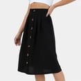 thumbnail image 2 of pstuiky Women's Skirts, Women High Waist Solid Color Elastic Waistedsummer Skirt Fold Midi Length Button a Line Skirt for Casual Office Wear Summer Skirt Up to 50% off Bronze XL, 2 of 5