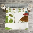 thumbnail image 3 of Ambesonne Animal Quilted Bedspread Set 3 Pcs, Snake Frog Ninja Reptile, King Size, Green Brown Red, 3 of 3