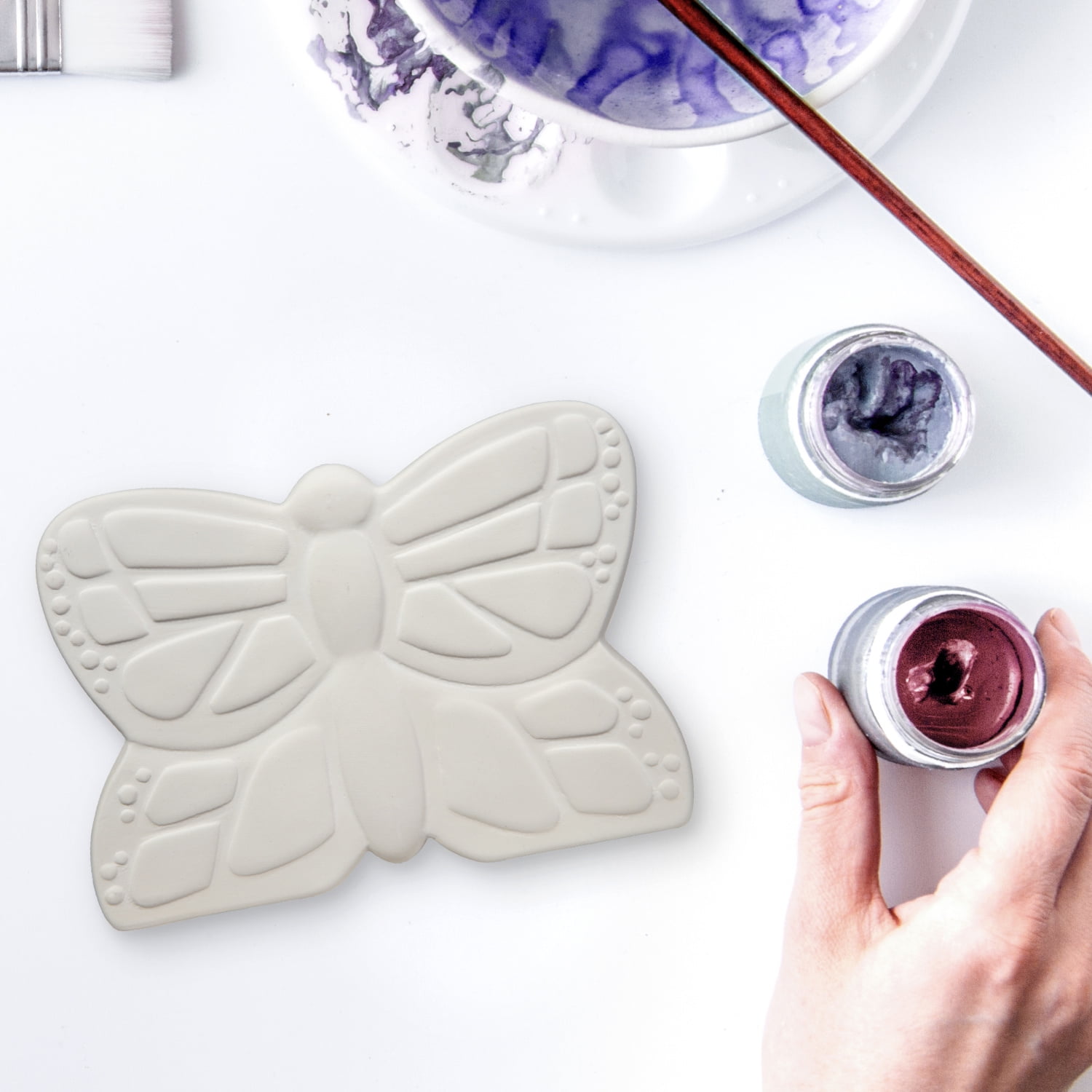 (3 pack) Hello Hobby Ceramic Paintable Bank Butterfly Figurine, 6" x 4.25" x 2.5" White Craft Base, New