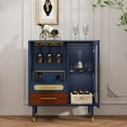 thumbnail image 4 of ARTPOWER Modern Coffee Bar Cabinet with Wine Glass Rack and Drawers, Blue Liquor Cabinet with Pull-Out Wine Storage for Kitchen, Dining Room, Living Room, 4 of 9