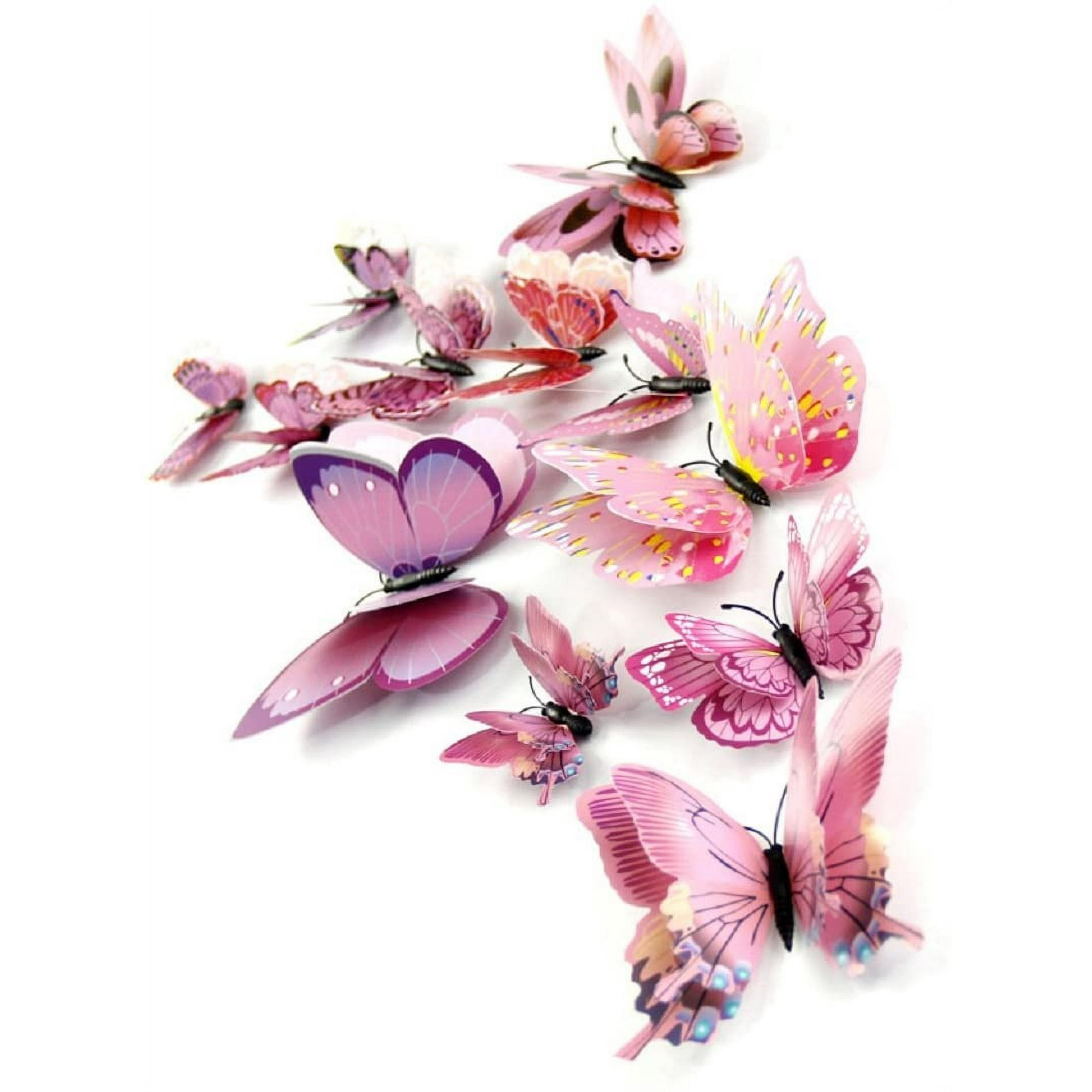 afbreken enz bewonderen LuoHeng Mélange de 12PCS 3D Rose Papillon Stickers Muraux Décor Art  Décorations (Rose) | Walmart Canada