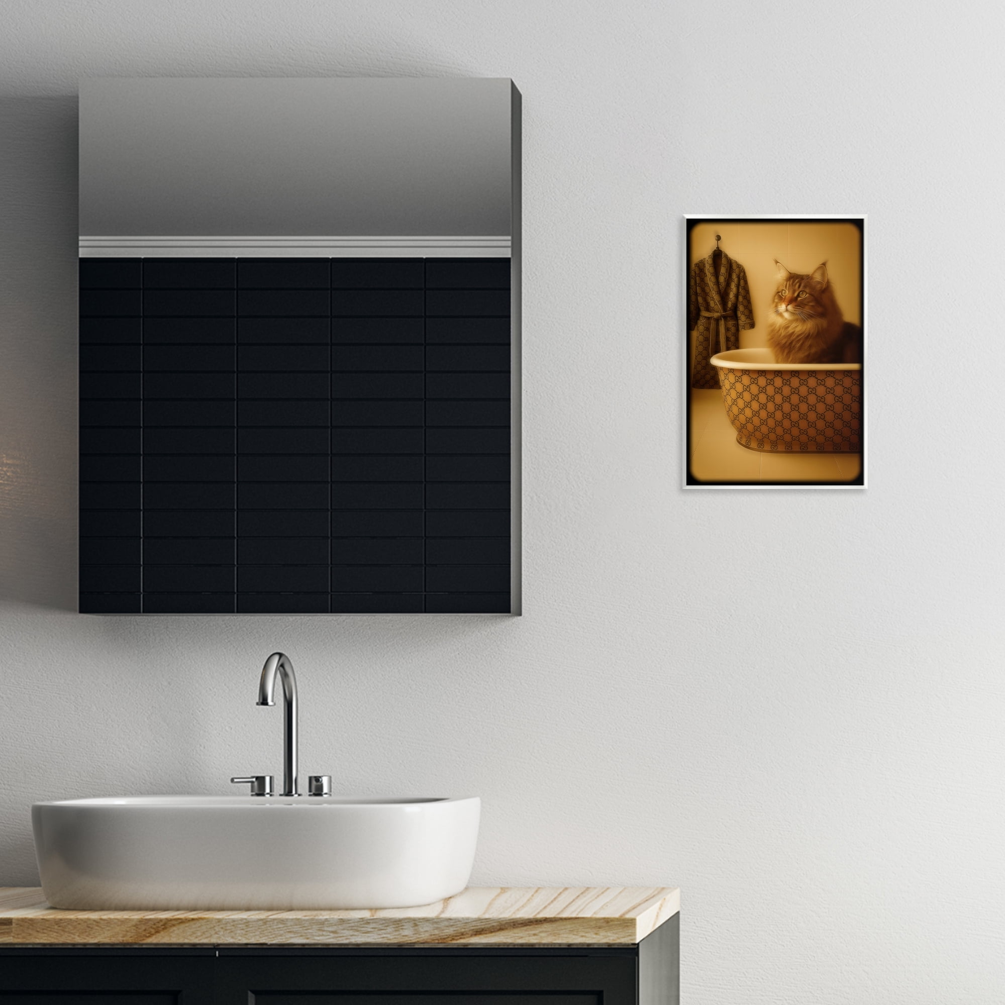 Stupell Industries Couture Main Coon in Luxury Tub Wall Plaque Art, design by Grotto Studios
