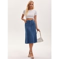 thumbnail image 3 of DARING DIVA Women's Denim Ruffle Below Knee Fishtail Jean Skirts Small Blue, 3 of 7