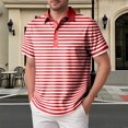 thumbnail image 2 of Striped Polo Shirts for Men Short Sleeve Collar Summer, Men's POLO Shirt Pinstripe, Red xl, 2 of 5