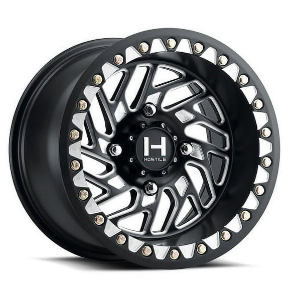 15x10 Hostile UTV H316 Jigsaw Satin Black Milled BEADLOCK Wheel 4x156 (0mm)