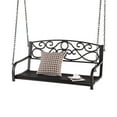 thumbnail image 2 of Gymax Patio Hanging Porch Swing Outdoor 2-Person Metal Swing Bench Chair w/ Chains Brown, 2 of 10