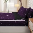 thumbnail image 5 of Manfei Dreamy Stars Zipper Twin Comforter Sets with Fitted Sheet and 2 Pillowcases,Sprinkle Print Zipper Bedding Set,Purple White,Black Reversible,4pcs, 5 of 8