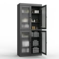 thumbnail image 4 of 100% Solid Wood 32" Bathroom Cabinet with Frosted Glass Doors and Adjustable Shelves, 4 of 6