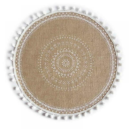 

Hand-woven Coaster Ins Placemat Cotton And Linen Dining Table Insulation Pad Shooting Props Home Retro Jute Decorative Mat