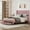 Pink, variant on Leumius Queen Size Platform Bed with A Storage Drawer,Velvet Upholstered Bed Frame with Wingback Vertical Channel Tufted Headboard,Gray
